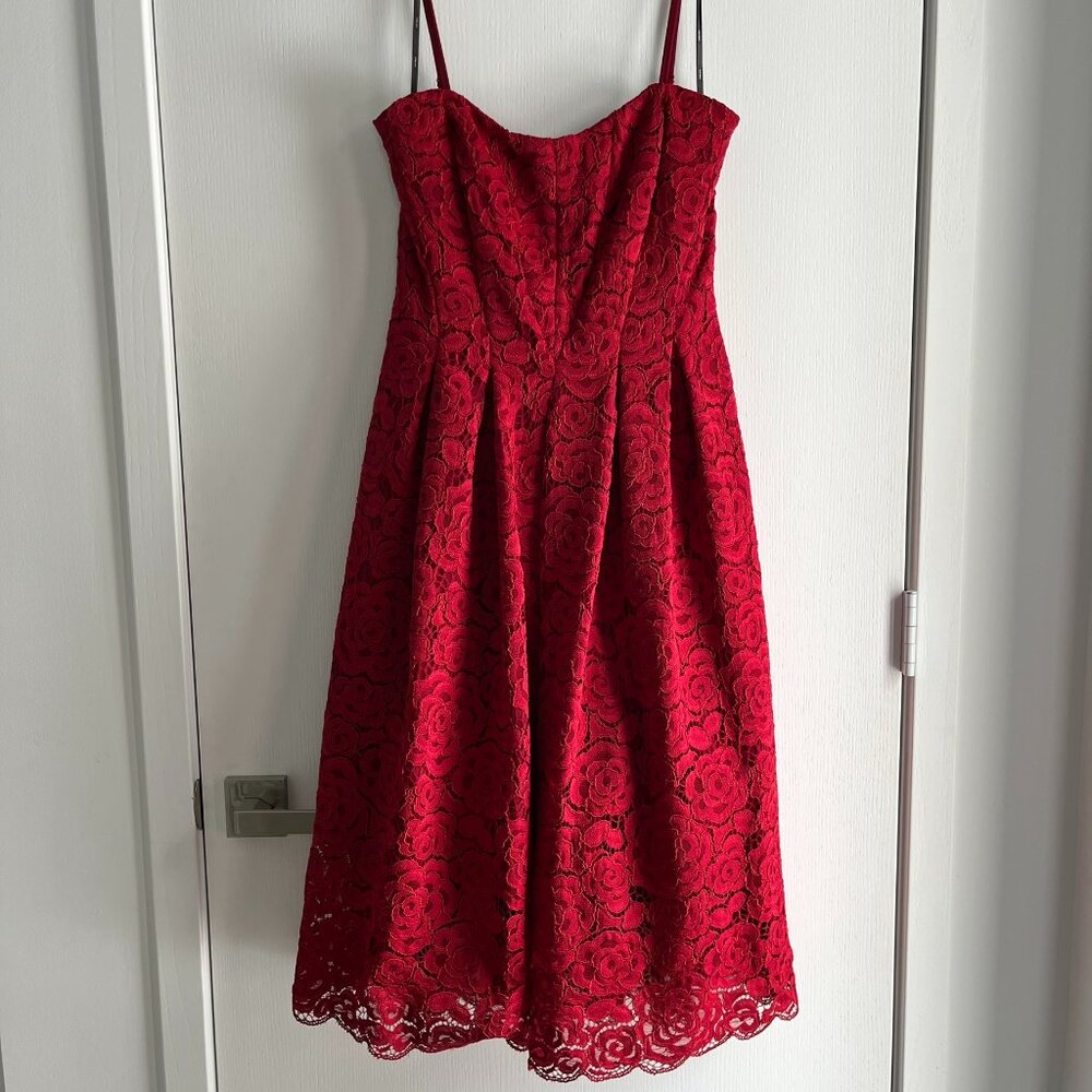 Vera Wang Red Lace Dress